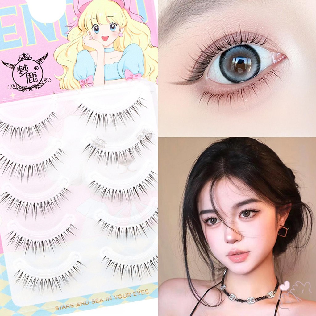 AEBBK ขนตาปลอม Thin Band Anime Manga Lashes Full Strip ขนตาปลอมชิ้นเดียว