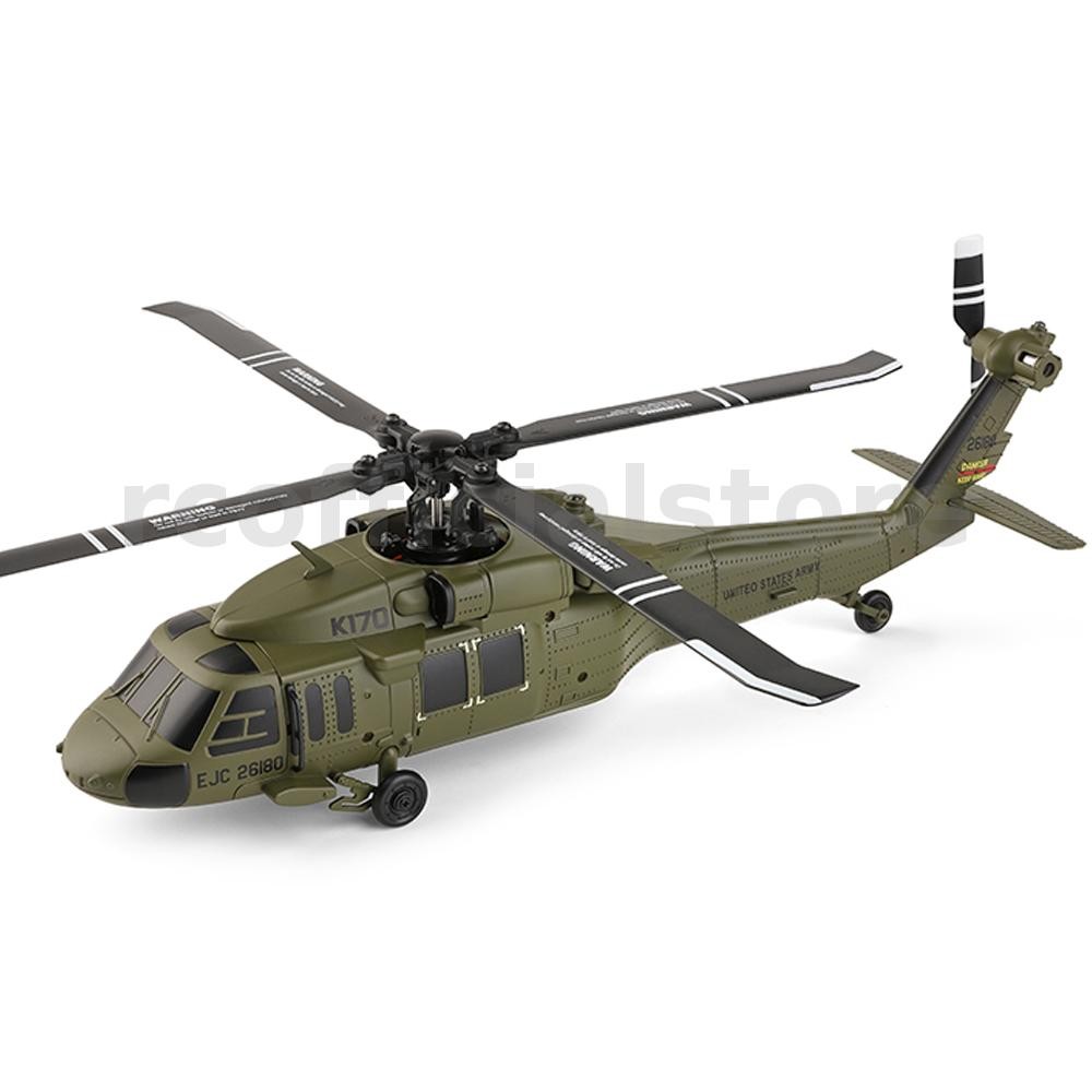 Xk K170 BlackHawk0 UH-60L 2.4G 4CH 6 แกน Gyro มอเตอร์ไร้แปรง Military0 สีเขียว RC เฮลิคอปเตอร์ RTF