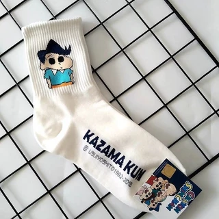เกาหลี Dongdaemun Crayon Shin-Chan ผู้ชายผู้หญิงกลางหลอดถุงเท้าฤดูใบไม้ร่วงฤดูหนาวสบายๆน่ารักการ์ตูนรูปแบบ ins