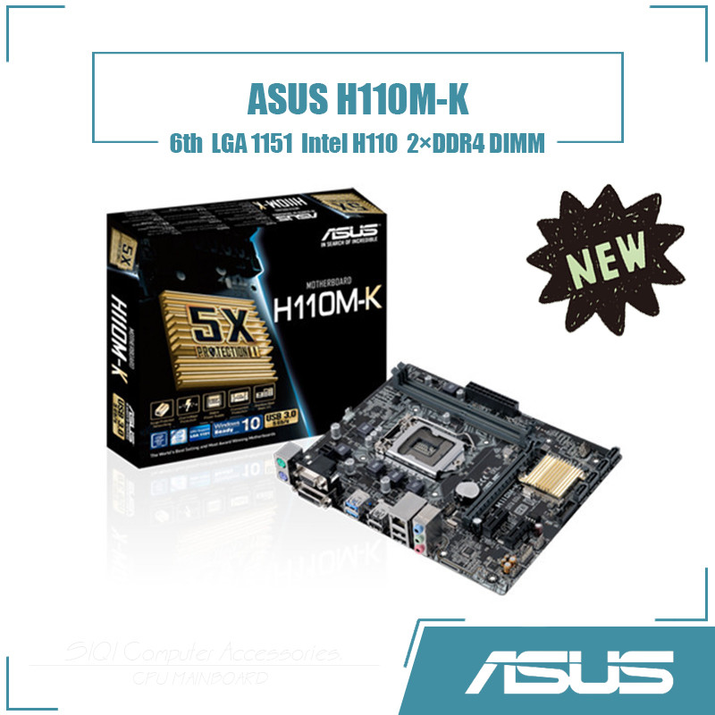 [ใหม่] เมนบอร์ด ASUS H110M-K 2xDDR4 DIMM LGA 1151 Intel H110 Micro ATX 32GB 6th Core i7/i5/i3