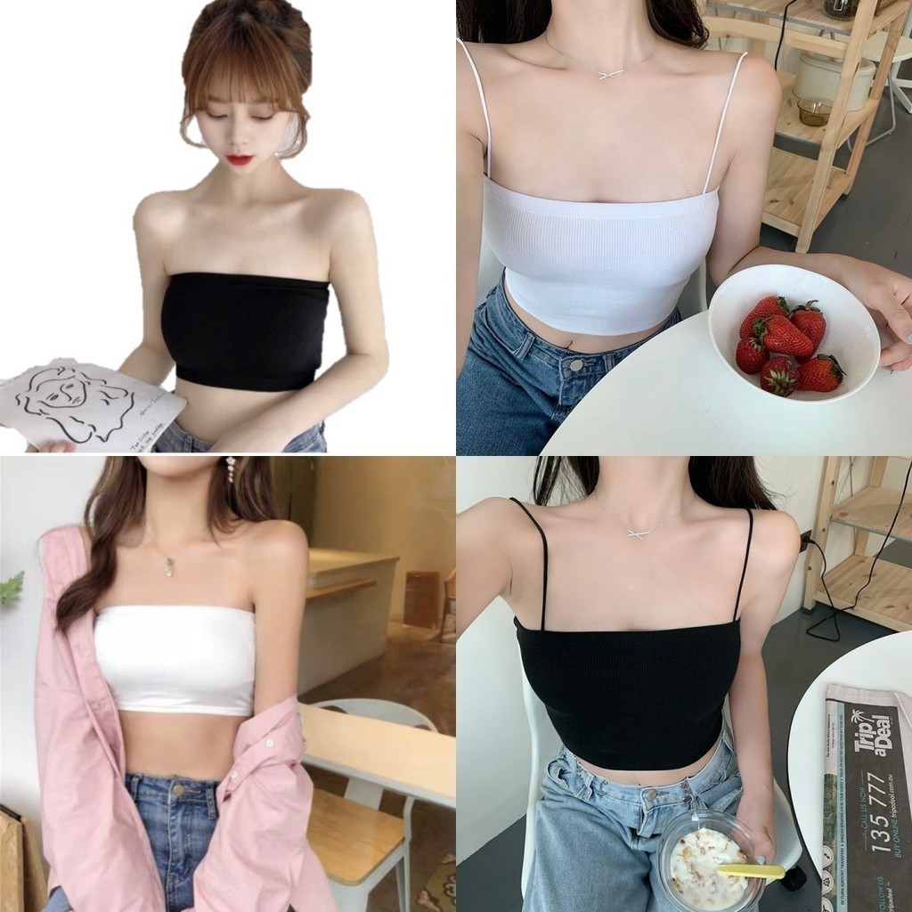 OFF SHOP 🥻พร้อมส่ง🥻 เสื้อเกาะอก สีพื้น สลิมฟิต ผู้หญิง ผ้านิ่ม ใส่สบาย ใส่ไปทะเล (MX-2สี/DW-02) -H