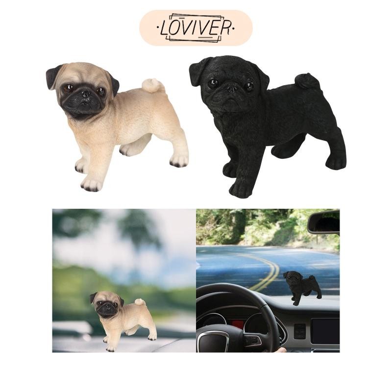 LOVIVER ตุ๊กตาปั๊ก งานฝีมือ ขนาดเล็ก ตกแต่ง รูปปั้นสุนัข ประติมากรรมลูกสุนัข สําหรับ
