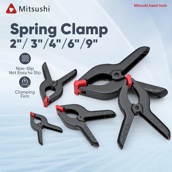 Mitsushi 3/4/6/9" แคล้มจับชิ้นงาน แบบสปริง Spring Clamp  ที่หนีบสปริงไนลอนสำหรับงานไม้ DIY  แคลมป์สปริง คีมหนีบแบบไม่หล