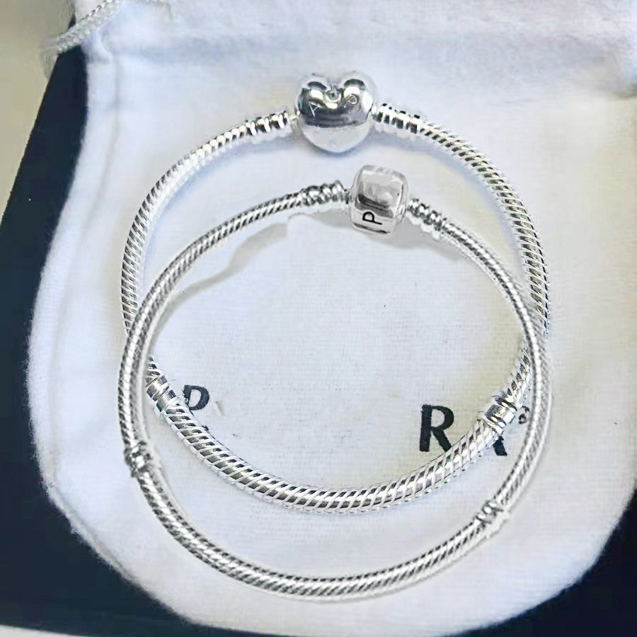 สร้อยข้อมือเงินแท้ 925 คลาสสิกพร้อมกระเป๋ากํามะหยี่สามารถใช้สร้อยข้อมือรูปหัวใจ ทําเอง