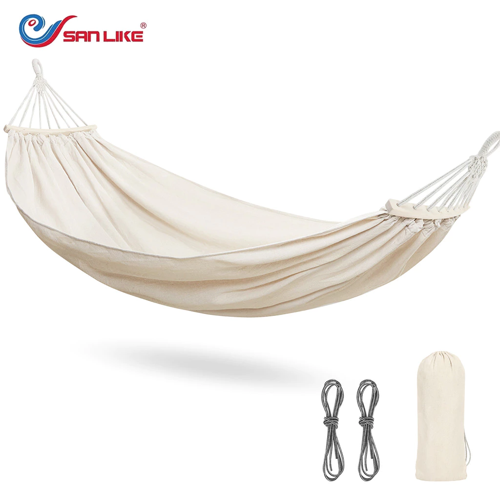 SANLIKE เปลญวนผ้าใบแบบพกพาคู่เปลญวนขนาดใหญ่ 2 คนขนาดใหญ่พิเศษ 190x150 ซม.โหลด 150 กก.ผ้าใบผ้าฝ้ายเปลญวนสําหรับ Porch Garden Backyard Louging กลางแจ้ง