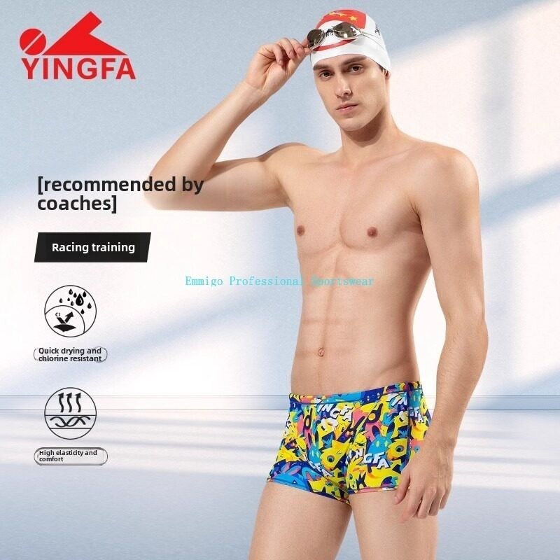 กางเกงว่ายน้ำชายแข่งอาชีพ Yingfa แห้งเร็ว ฝึกซ้อมลายพิมพ์แฟชั่น สำหรับนักว่ายน้ำมืออาชีพ 2025
