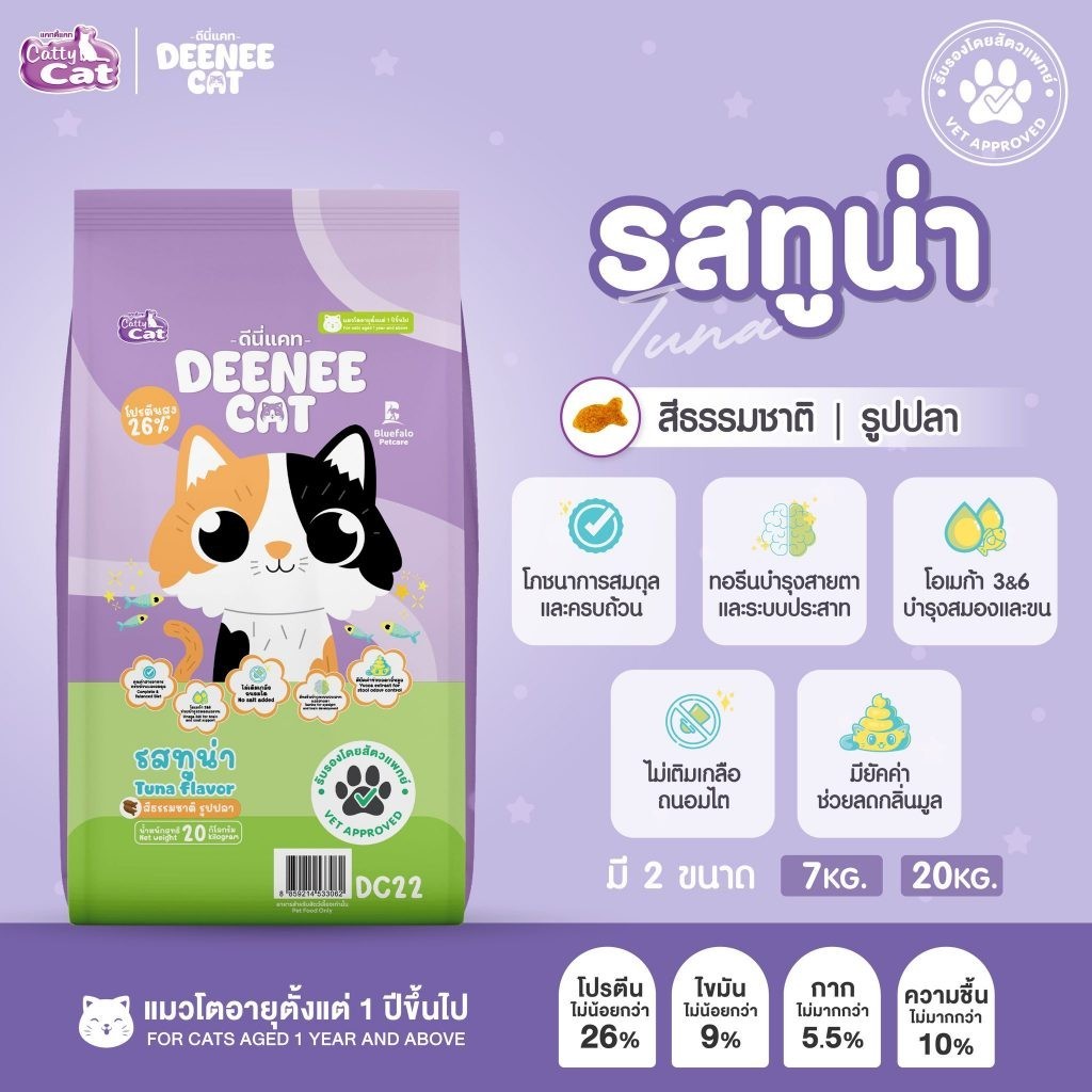 Deenee Cat อาหารแมว ยกกระสอบ อร่อย ไม่เติมเกลือ ขนาด 7 Kg