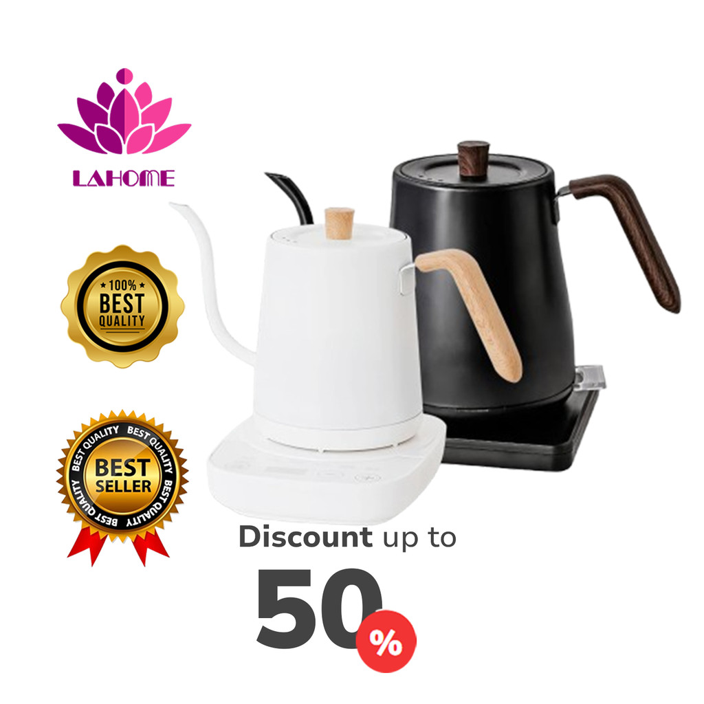 LaHome Gooseneck เทกาแฟกาต้มน้ำไฟฟ้าควบคุมอุณหภูมิอัจฉริยะต้มน้ำ Pour Over Coffee Brewing Electric Kettle Intelligent Te