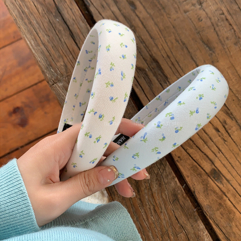 มูกัว/รูปแบบใหม่ดอกไม้ขนาดเล็กแถบคาดศีรษะสีฟ้าอบอุ่น ยี่ฟาน สไตล์เดียวกันแถบคาดศีรษะกะโหลกสูงกิ๊บสวมใส่ด้านนอกอุปกรณ์ผม - รูปที่ 2