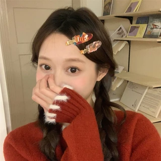 น่ารักตรวจสอบโบว์กิ๊บแต่งหน้าคลิปด้านข้างอุปกรณ์ผม