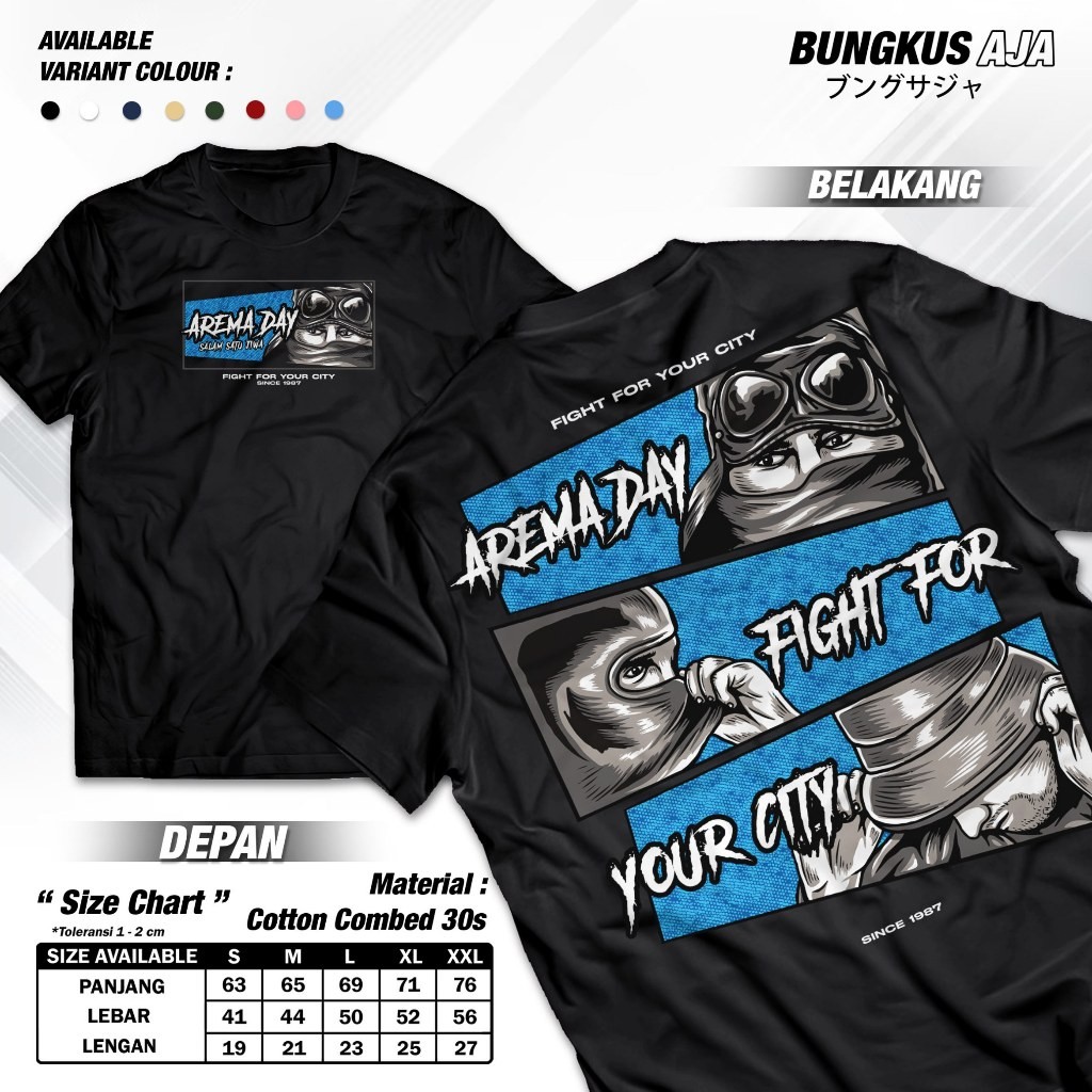 Arema Day Fight For Your City เสื้อยืด Supporter ฟุตบอล Distro เสื้อผ้าฝ้าย Combed 30s Bungkusaja A2