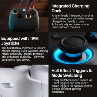 8bitdo Ultimate 2 คอนโทรลเลอร์ไร้สายเกมแพดพร้อมเทคโนโลยีพิเศษ 8 ความเร็ว TMR RGB จอยสติ๊กแสงสําหรับพีซี Android
