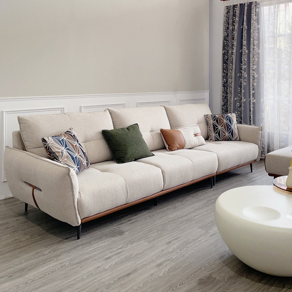 Sofa L-Shaped 2/3/4-Seater White Straight Row Fabric Sofa Cat Scratch Custom Sofa