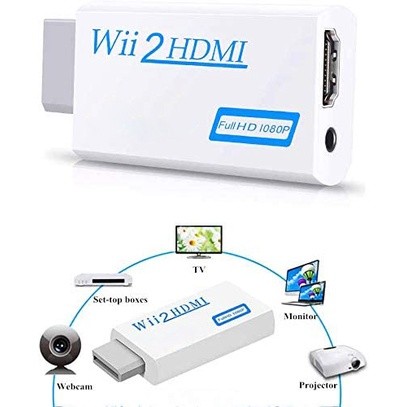 Wii เป็น HDMI Wii2อะแดปเตอร์แปลง HDMI พร้อมเสียง 1080P Full HD 3.5 มม.ชุดหูฟังสเตอริโอเสียงเอาต์พุตไปยังทีวี Monitor Projecto