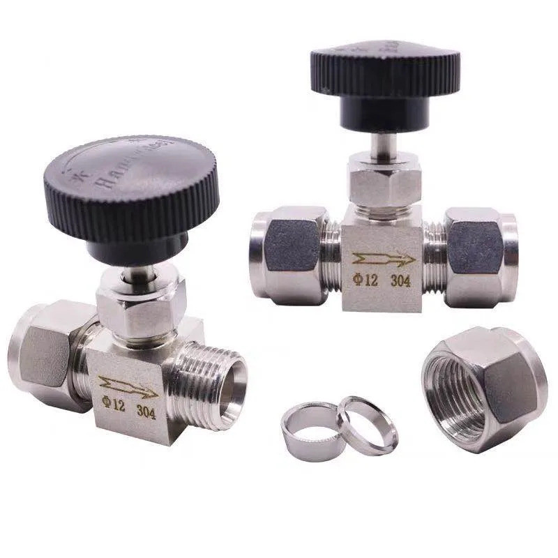 วาล์วเข็มปรับได้สแตนเลส 304 – ข้อต่อคู่แบบบีบ (3-14มม., 1/8" - 1/2")