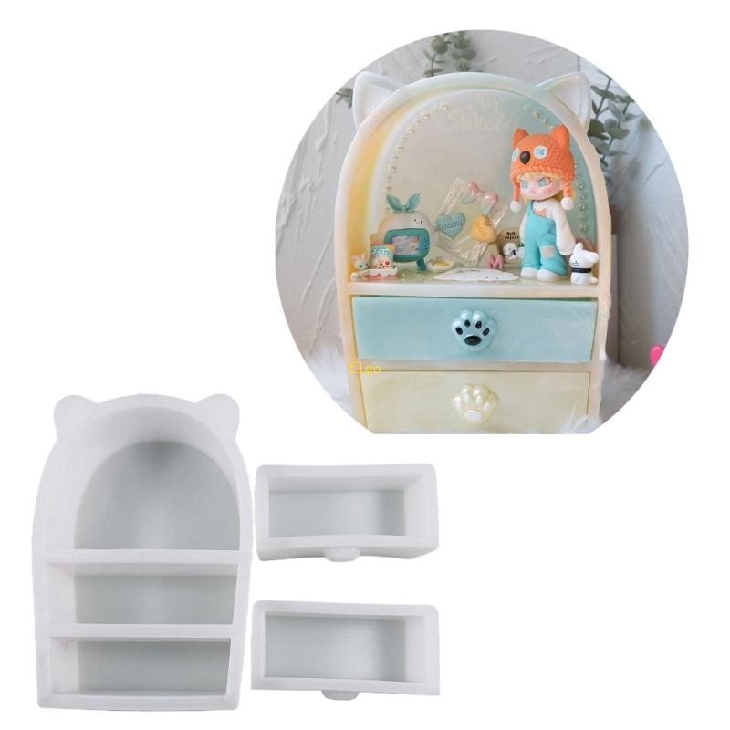 Flgo หูแมวลิ้นชักคอนเทนเนอร์แม่พิมพ์กล่องเก็บเครื่องประดับแม่พิมพ์ซิลิโคนสําหรับ DIY อีพ็อกซี่เรซิ่น Trinket แหวนผู้ถือ Home Dec