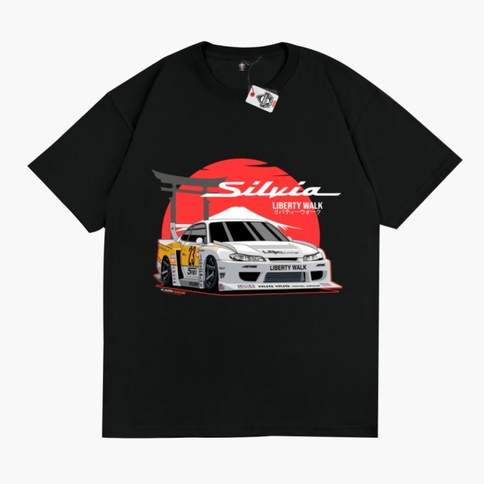KARIMAKE ID Kaos T Shirt NISSAN SILVIA S15 LBWK LIBERTY WALK 202 V2 - V1 HITAM,