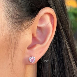 Stud Heart cz pink | ต่างหูหัวใจ พลอย สีชมพู | พร้อมแป้น ต่างหูเงินแท้ 92.5% งานช่างไทย