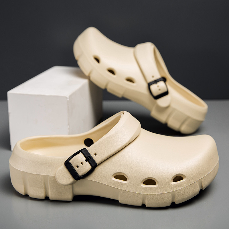 2025 สไตล์ใหม่ Birkenstock Hole รองเท้าผู้หญิงฤดูร้อนสวมใส่ด้านนอกบ้านหนา Soled ความสูงแฟชั่น Beach Toe-Covered รองเท้าแตะ Sli