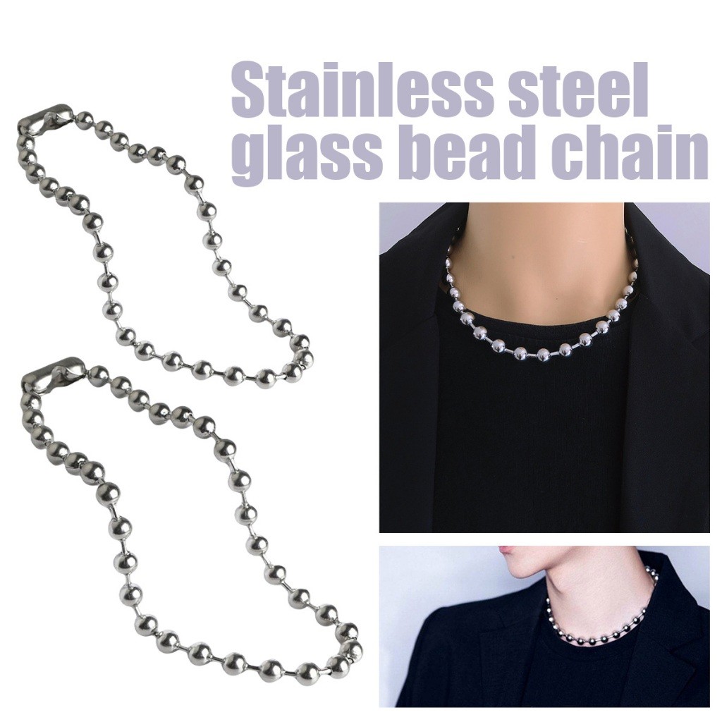 ร้านคนไทย！ สร้อยคอโซ่ลูกปัด 6มม.ความยาว50ซม.โซ่สร้อยคอ สไตล์ฮิปฮอป สําหรับผู้ชาย และผู้หญิง - รูปที่ 2