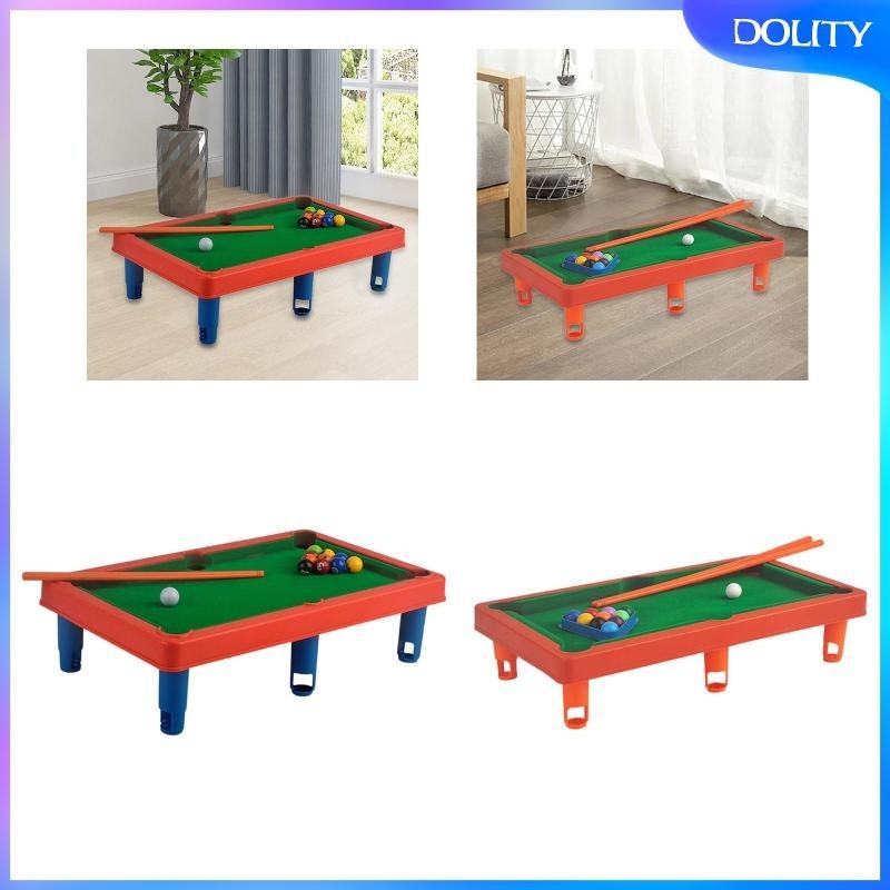[dolity] ชุดโต๊ะบิลเลียด โต๊ะสนุกเกอร์ ขนาดเล็ก พร้อมชั้นวางสามเหลี่ยม ของเล่นสําหรับเด็ก ครอบครัว ออฟฟิศ