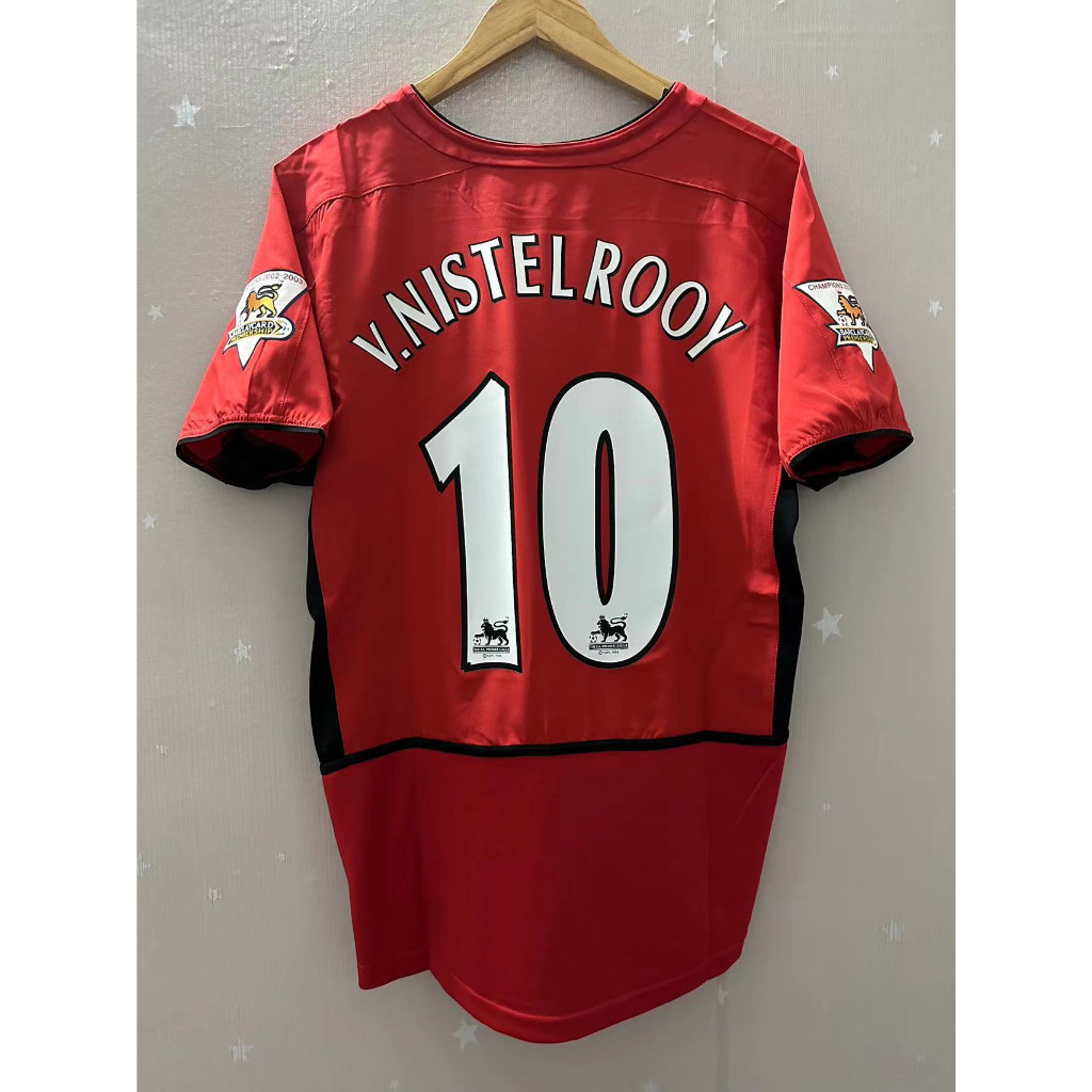 เสื้อกีฬาแขนสั้น ลายทีมชาติฟุตบอล Manchester United V.NISTELROOY BECKHAM 02 04 ชุดเหย้า คุณภาพสูง สไตล์เรโทร