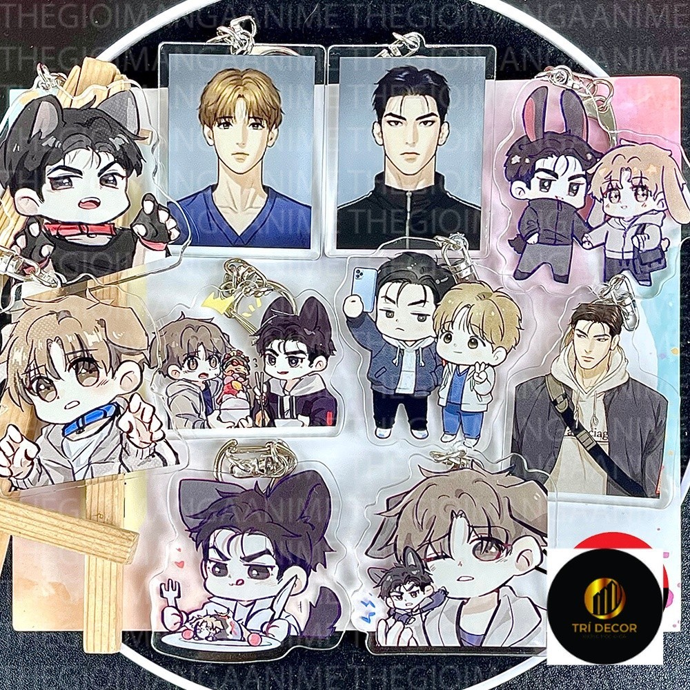 พวงกุญแจพิมพ์ JIXS LOVER manhwa BL อะนิเมะ chibi Mica ในอะคริลิคของขวัญน่ารัก