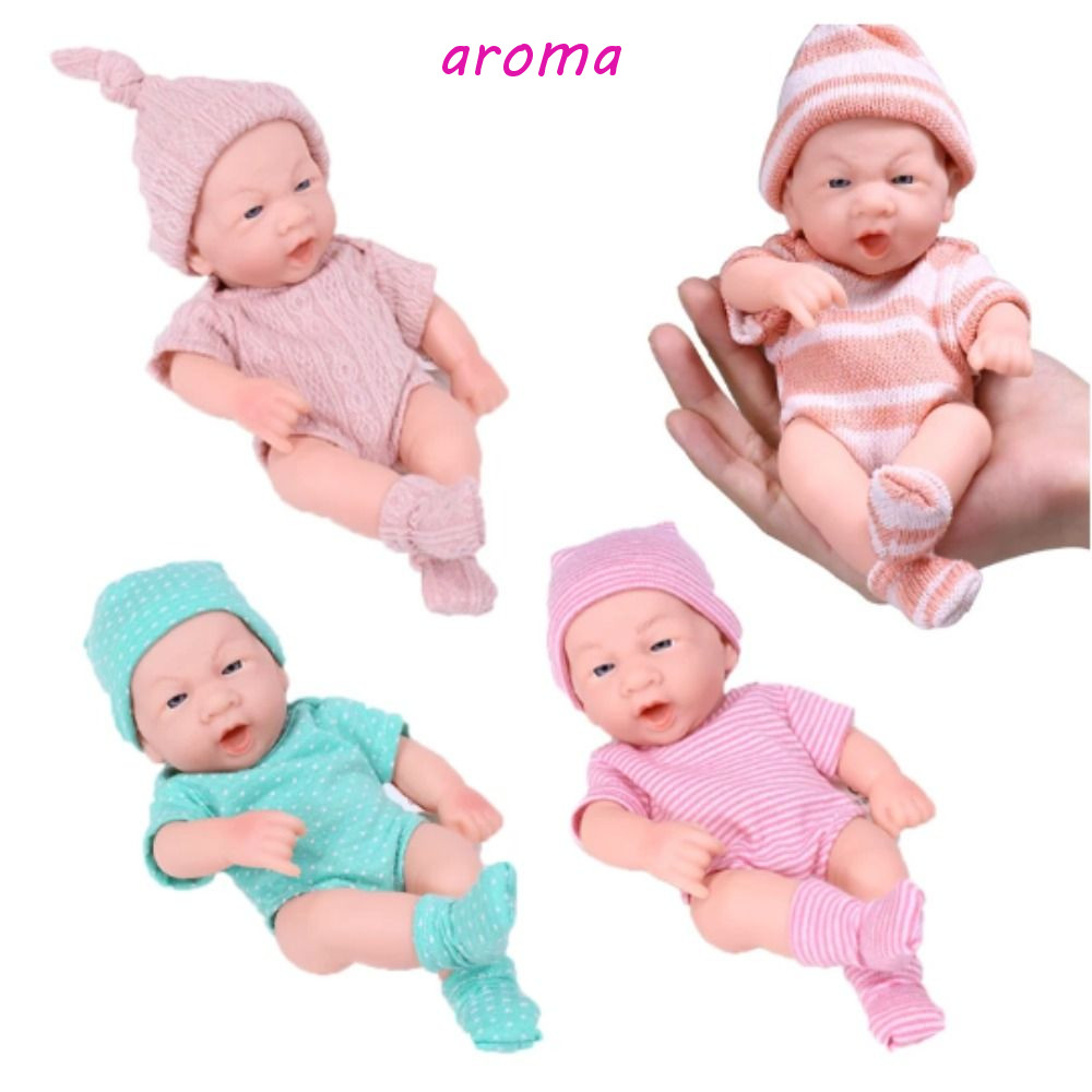 Aroma ตุ๊กตาเด็กทารก ซิลิโคน เสมือนจริง ตุ๊กตาเด็กแรกเกิด ซิลิโคนนิ่ม สัมผัสนุ่ม มินิ ที่มีสีสัน 20 ซม. ตุ๊กตาเด็กแรกเกิด ของขวัญ