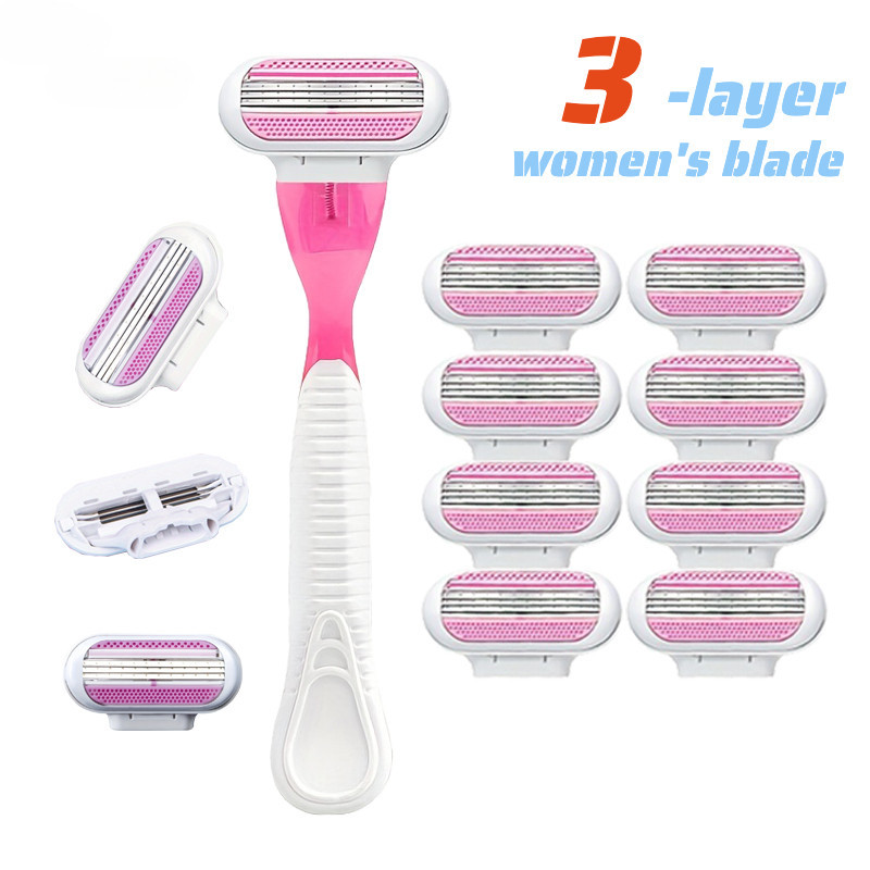 มีดโกนกําจัดขนผู้หญิง / เข้ากันได้กับ Gillette Venus / มีดโกนผู้หญิง / เครื่องโกนขา / เครื่องโกนหนวดแบบใช้มือ / ใบมีดสามชั้นสากล