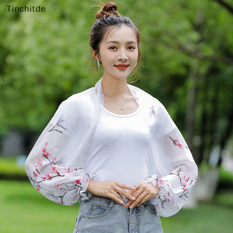 [Tinchitde] เสื้อแจ็กเก็ตแขนยาว ผ้าชีฟอง ป้องกันรังสียูวี ป้องกันแดด แฟชั่นฤดูร้อน สําหรับผู้หญิง