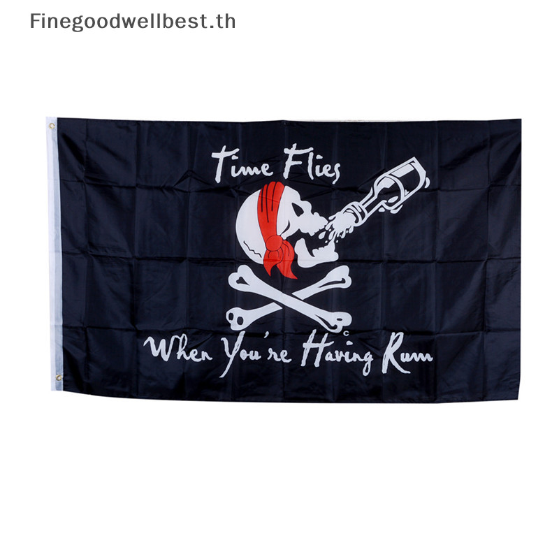 Fbth ธงโจรสลัด ลายหัวกะโหลก Jolly Roger 90x150 ซม. สําหรับตกแต่งปาร์ตี้ฮาโลวีน