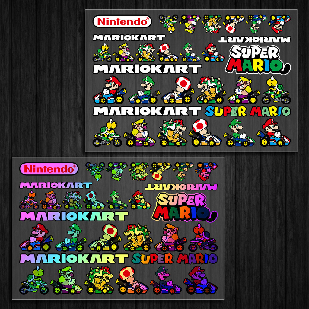 SuperMarioBros สะท้อนแสง สติ๊กเกอร์Vinylตกแต่งรถ รถยนต์ รถไฟฟ้า หน้าต่าง หมวกกันน๊อค Mitsubishi BYD