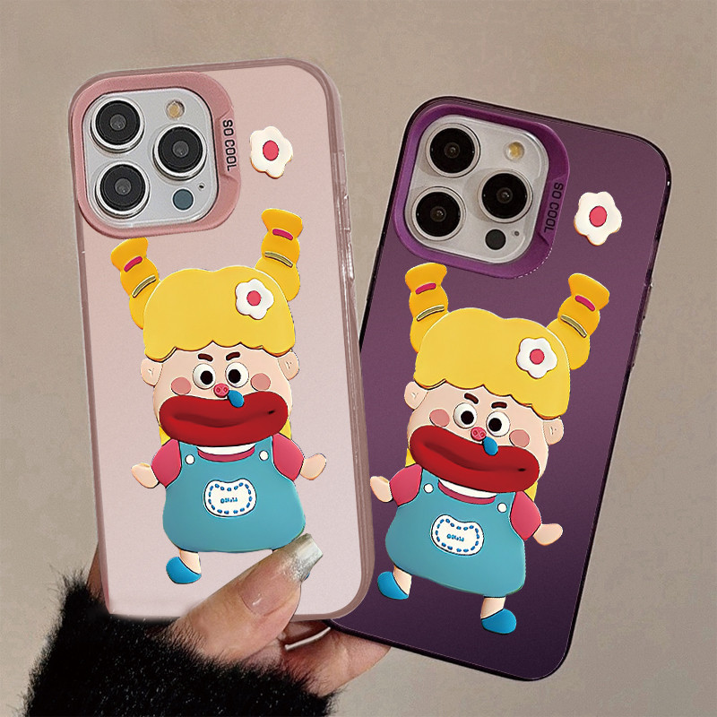 สําหรับ iPhone 11 14 15 12 13 Pro Max XR X Plus XS SE 7 8 เคส รูปแบบการ์ตูนตัวตลกสาวกันกระแทก ป้องกันการตก