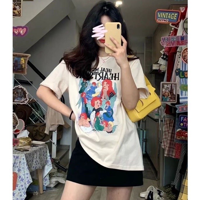 (กรุงเทพจัดส่งสินค้า)MAO Shop เสื้อยืดผู้หญิง ผ้าคอตตอน ลูกสุนัขน่ารัก เกาหลี ใส่สบายๆ หลวม #NNS2357APR