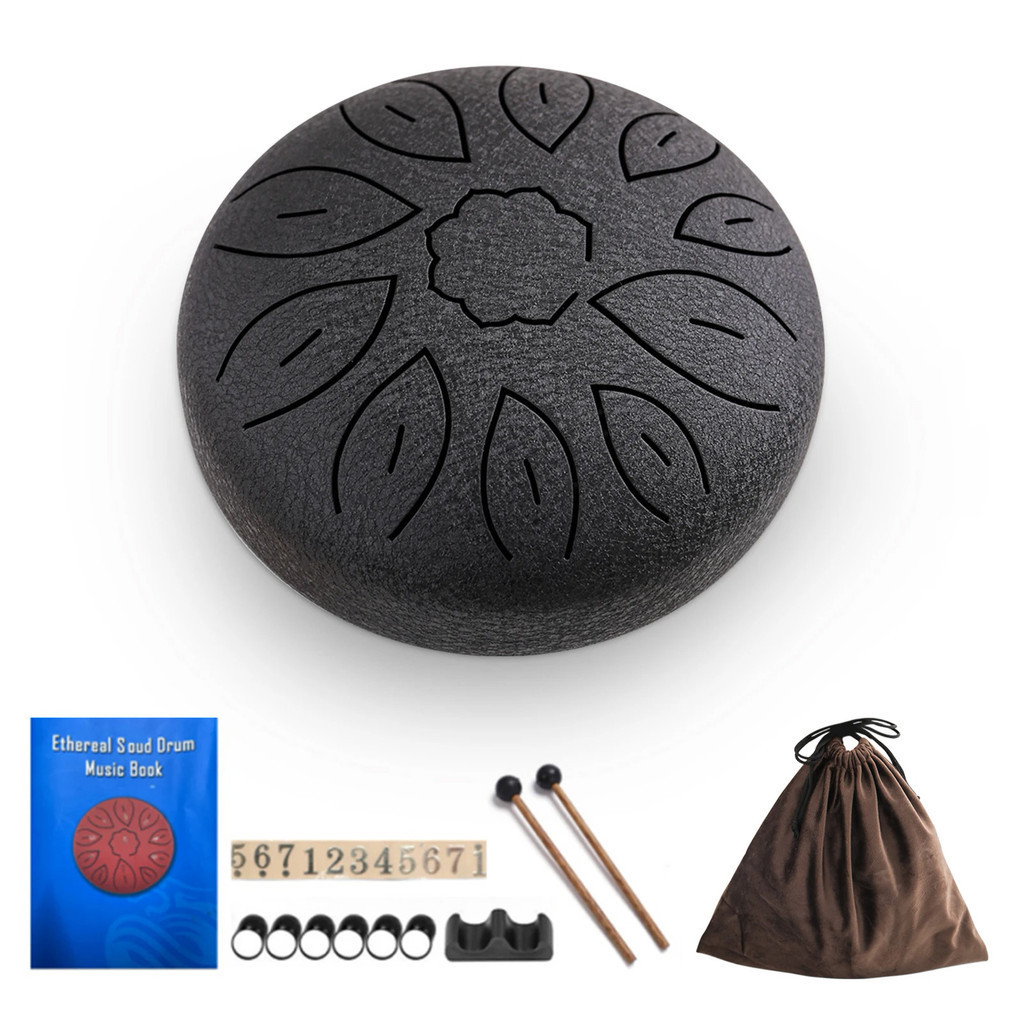 6-Inch Steel Tongue Drum 11 Notes Handpan Drum C Key &amp; Mallet Finger Picks Percussion Musical Instruments for Meditation
