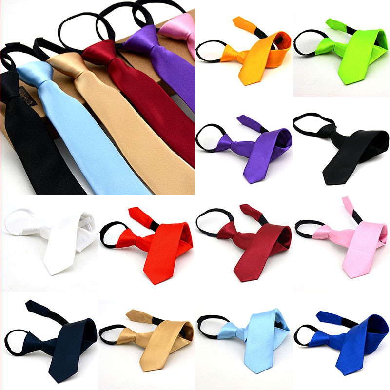 เนคไทลําลอง แต่งซิป สีพื้น แฟชั่นสําหรับนักเรียน งานแต่งงาน ปาร์ตี้