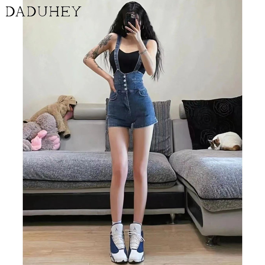 DaDuHey2026 American Retro High Waist Slim Fit Denim Suspender Shorts Women 2026 New Summer Fashion Hot Girl Versatile Hot Pants — صورة 5