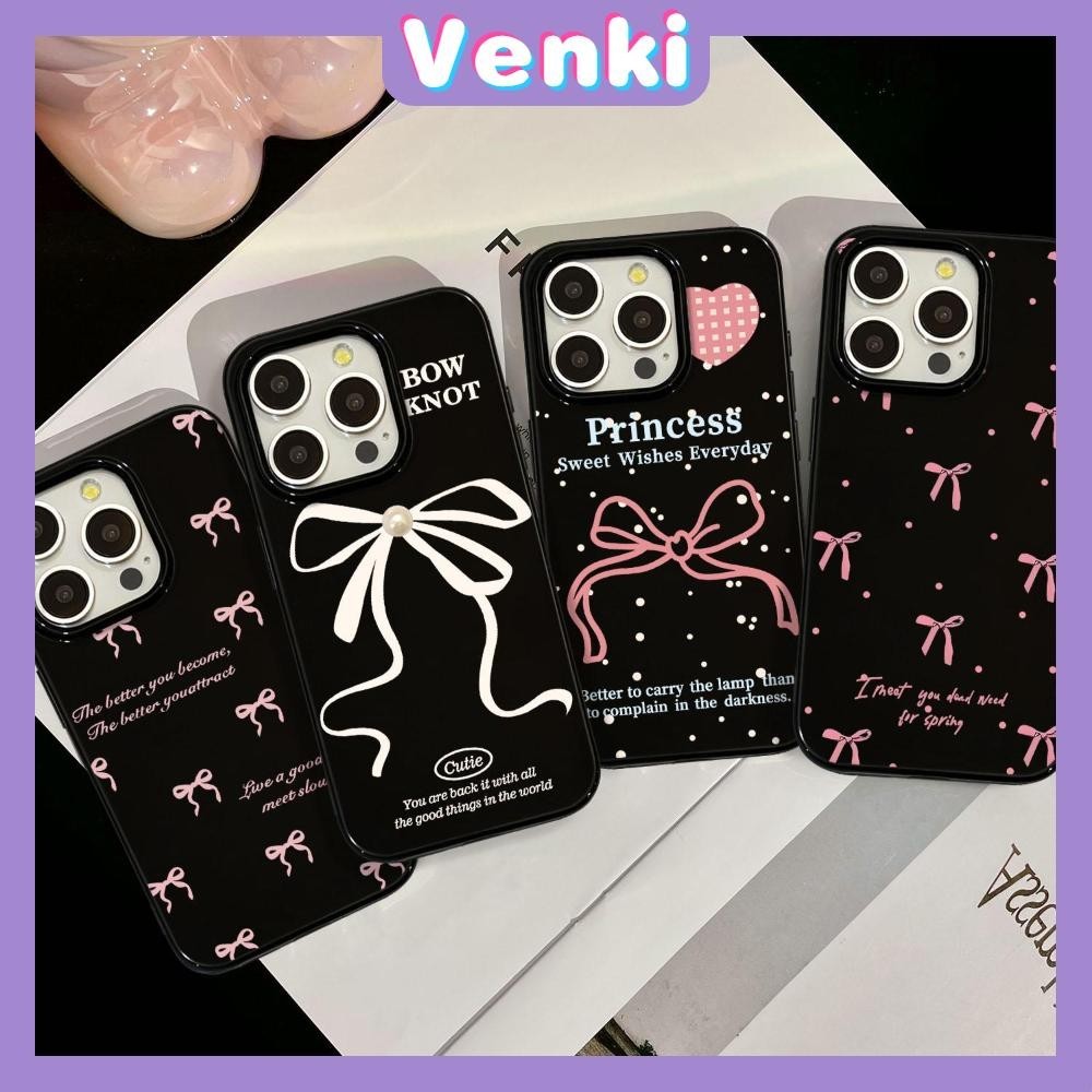 VENKI - สำหรับ iPhone 15 Pro Max เคส ไอโฟน สีดำมัน TPU ซอฟท์เคส กันกระแทกกล้องป้องกัน คันธนูหลากสีสัน เข้ากันได้กับ iPhone 14 13 12 Pro Max 11 XR XS Max 7 8 Plus