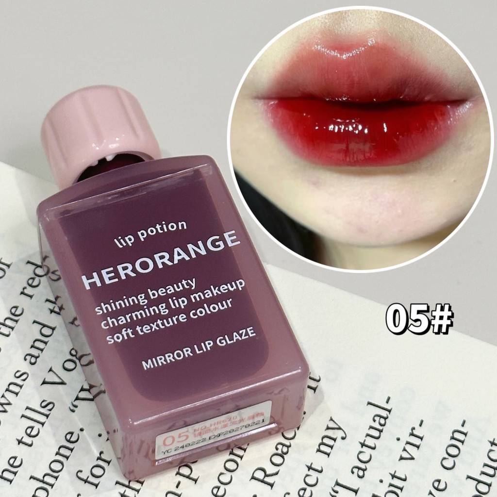 Herorange Pink Watery Glass Mirror Lip Glaze Moisturizing Student Natural Lipstick
