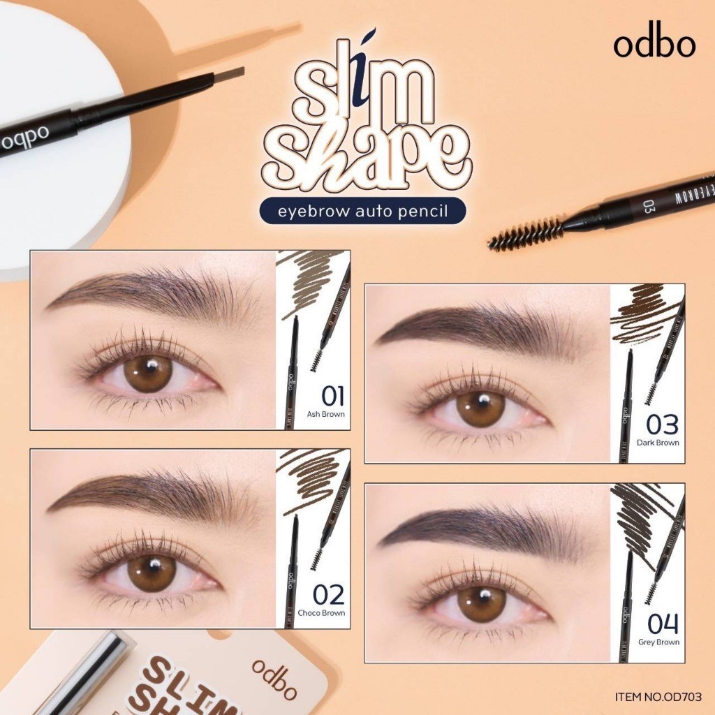 🔥แท้/ถูกที่สุด/ไลฟ์ทุกวัน🔥OD703 Slim Shape Eyebrow Auto Pencil 0.1g. โอดีบีโอ สลิม เชป อายบราว ออโต้ เพ็นซิล ดินสอเขีย - รูปที่ 3