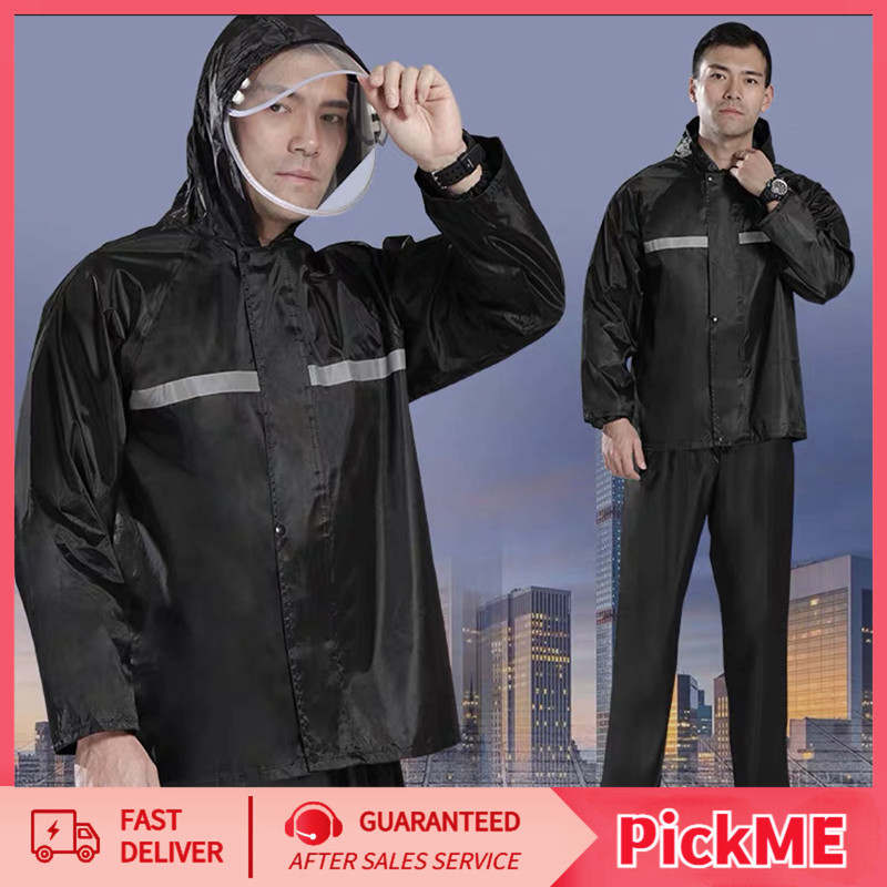 เสื้อกันฝนมอเตอร์ไซค์ผู้ชายผู้หญิง เสื้อกันฝนเพิ่มความหนาด้วยตัวเดียว ชุดกันฝนแบบหน้า แบบหนา แยกส่วน เสื้อและกางเกง