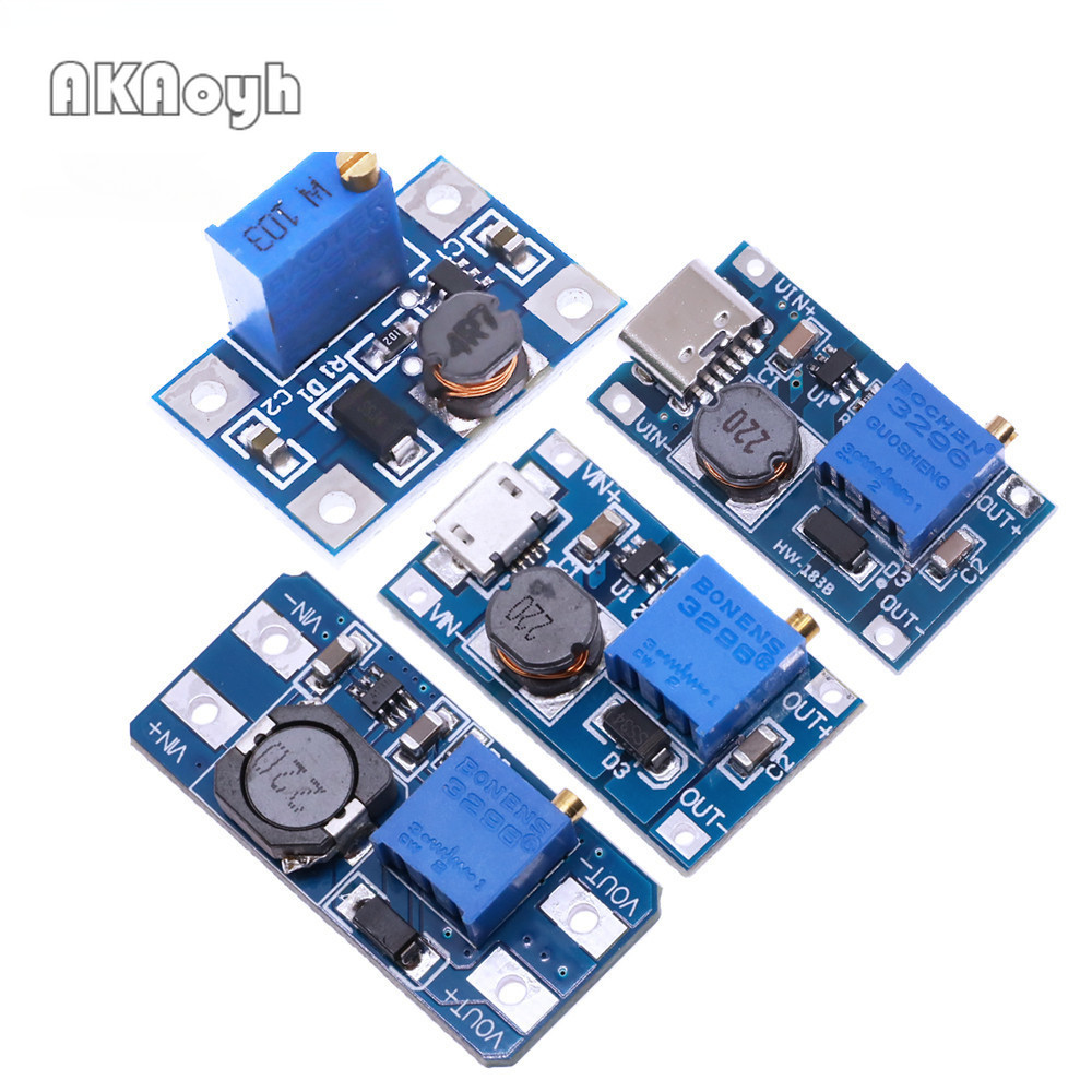 Mt3608 type-c/micro 2A Max DC-DC Step Up Power โมดูล SX1308 Booster Power โมดูล 3-5V ถึง 5V/9V/12V/24V ปรับ Booster board