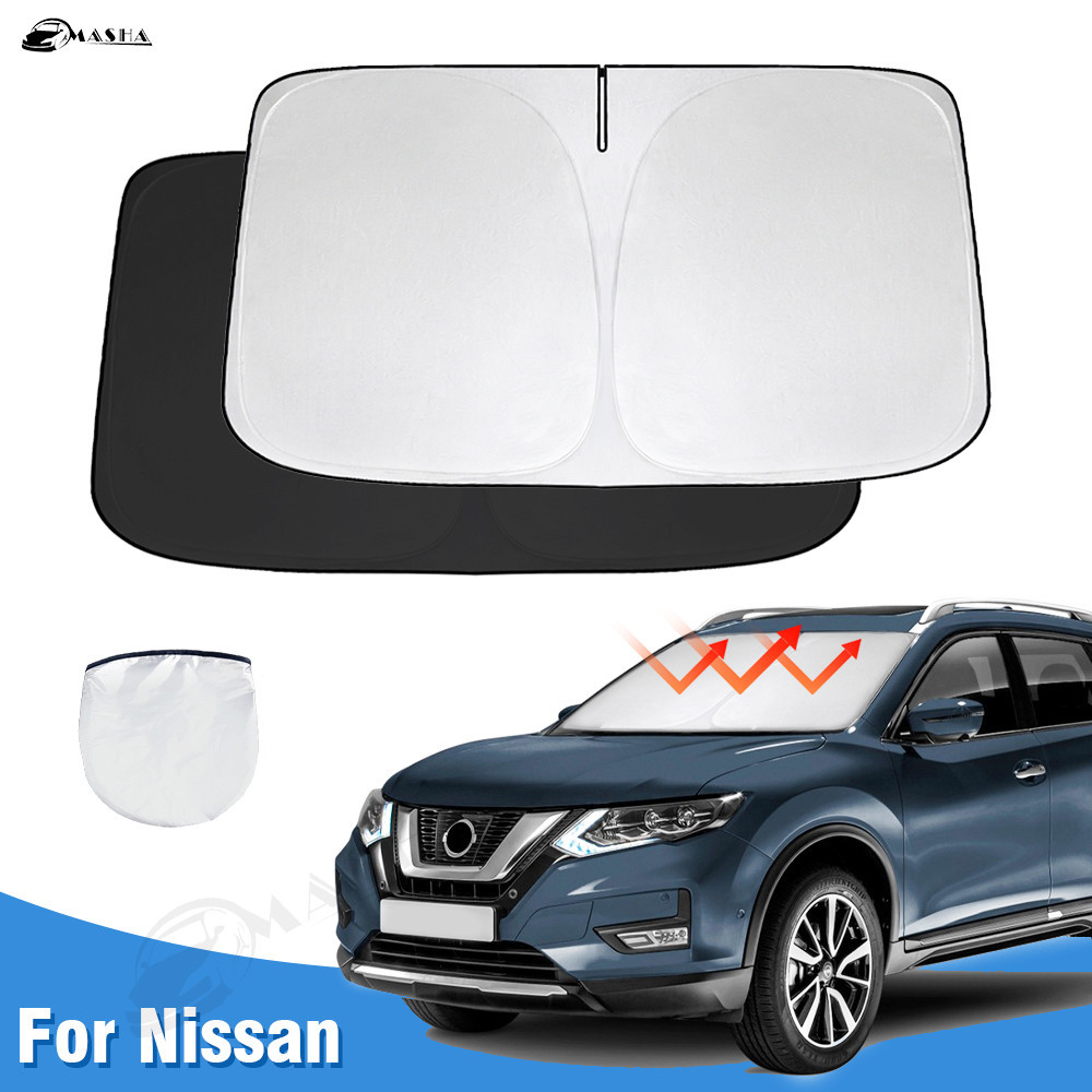 กระจกรถยนต์ Sun Shade สําหรับ Nissan X-trail T30 T31 T32 Xtrail Sunshade Sun Visor Protector พับบล็อก UV Rays อุปกรณ์เสริม