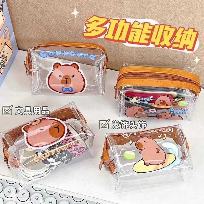 6 รูปแบบ Kawaii การ์ตูน Capybara Simple Pvc โปร่งใสขนาดเล็กซิปกระเป๋าเก็บกระเป๋าเหรียญแบบพกพาลิปสติกกระเป๋าเครื่องสําอาง Key Card เครื่องเขียนเก็บกระเป๋า