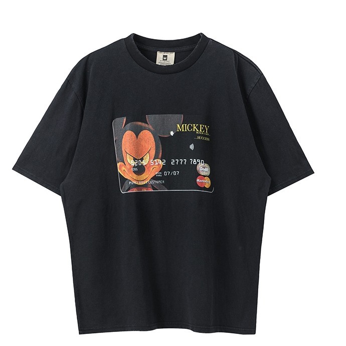 บัตรเครดิต Mickey Mastercard และเสื้อยืดแขนสั้นการ์ตูนวินเทจ สำหรับใส่สนุกทุกวัน