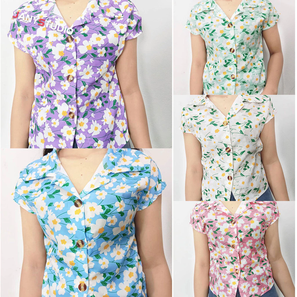 Jany เสื้อลายดอกไม้แขนสั้น สำหรับผู้หญิง