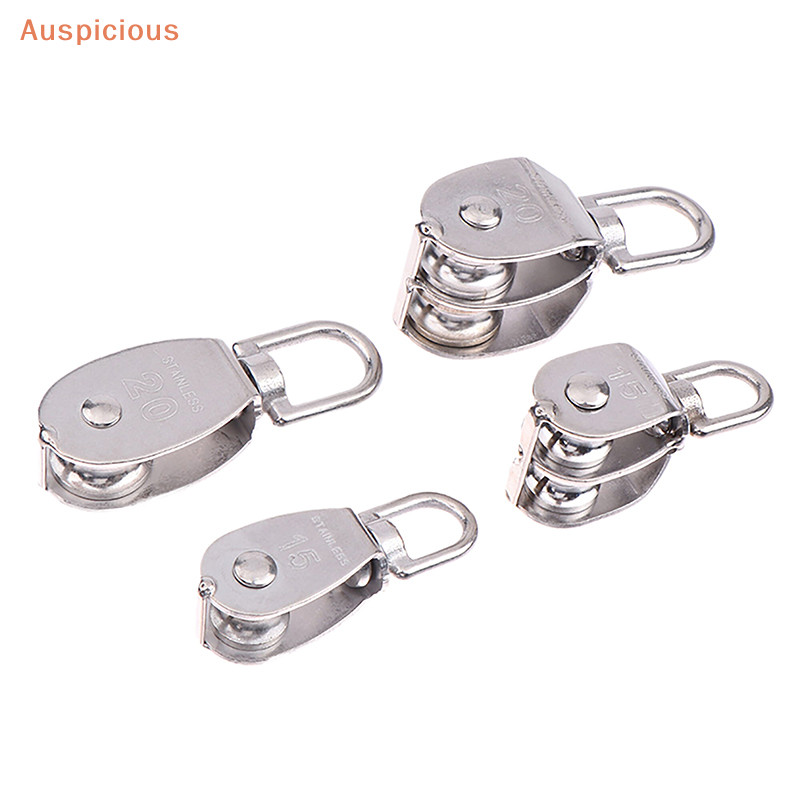 [มงคล] 1pc 304 สแตนเลส M15 M20 M25 M32 ล้อเดี่ยวหมุน Lifg เชือกรอกชุด Lifg ล้อเครื่องมือ Double Pulley Block