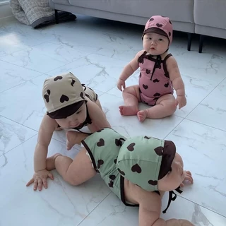 ฤดูร้อนสาวสไตล์ใหม่เด็กทารกน่ารักชุดว่ายน้ําชิ้นเดียว โดปามีน + หมวกว่ายน้ํา