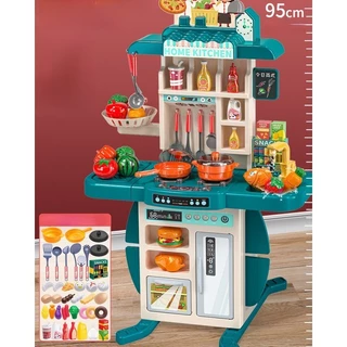 ชุดครัวใหญ่ ของเล่นเด็กครัว 54 ชิ้น ของเล่นผักและผลไม้ 95cm ของเล่นเด็ก เตาแก๊สพร้อมเสียงและแสง