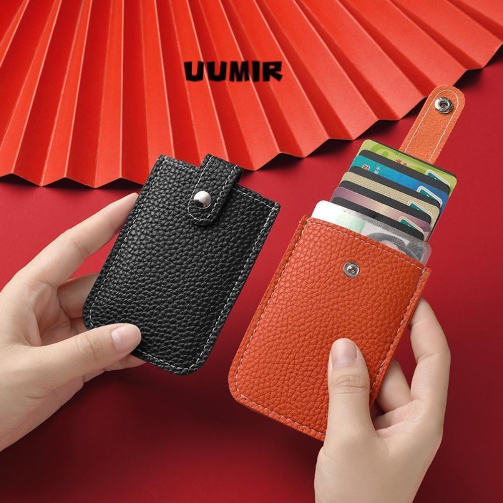 UUMIR กระเป๋าสตางค์มินิการ์ด,ประเภทดึงออก RFID ปิดกั้น รหัส ผู้ถือบัตร,สร้างสรรค์หนัง ปู่ เคลือบลามิเนตปกปิด4กระเป๋าบัตรนามบัตรผู้